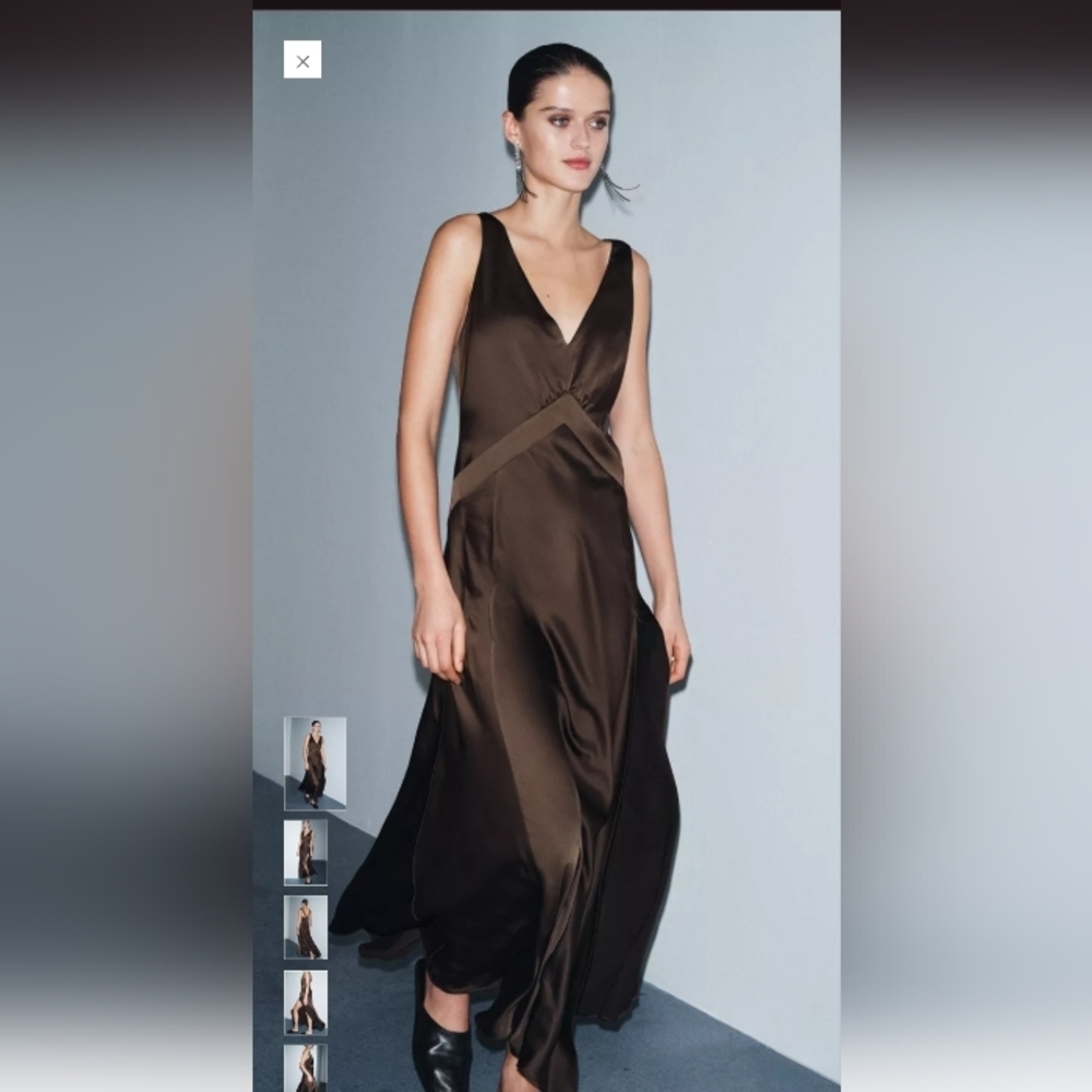 Zara ZW Collection Limited Edition Satin Effect Long Dress